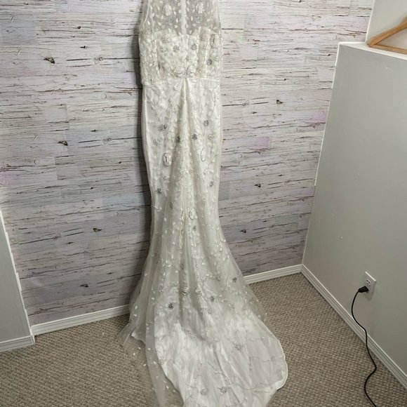 BHLDN Lotus Threads Jill Gown Wedding Dress White Beaded Size 6 - Picture 9 of 16